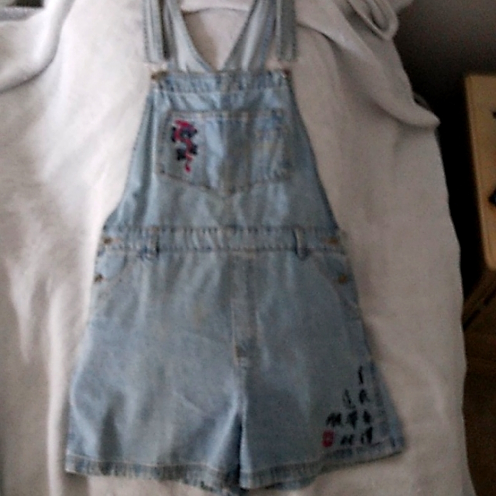 Coverall shorts, Lg, 100% cotton denim.